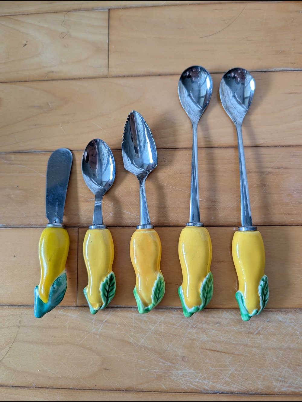 Vtg Shafford Ceramic Handle Utensils